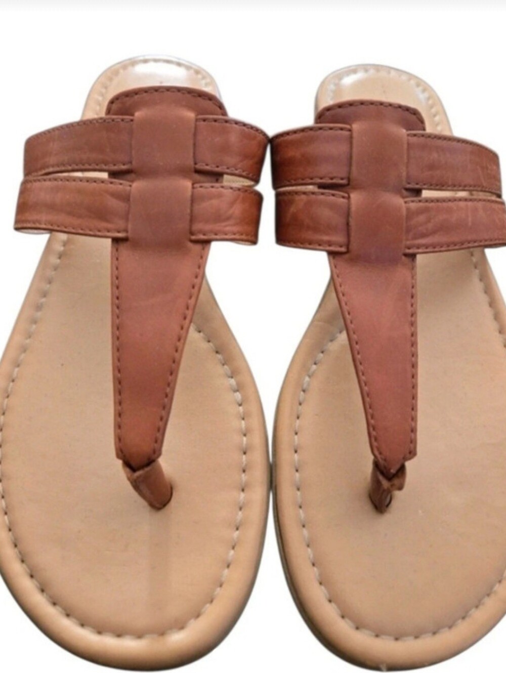 Rockport Brown T-strap Flat Sandals, Size 7.5